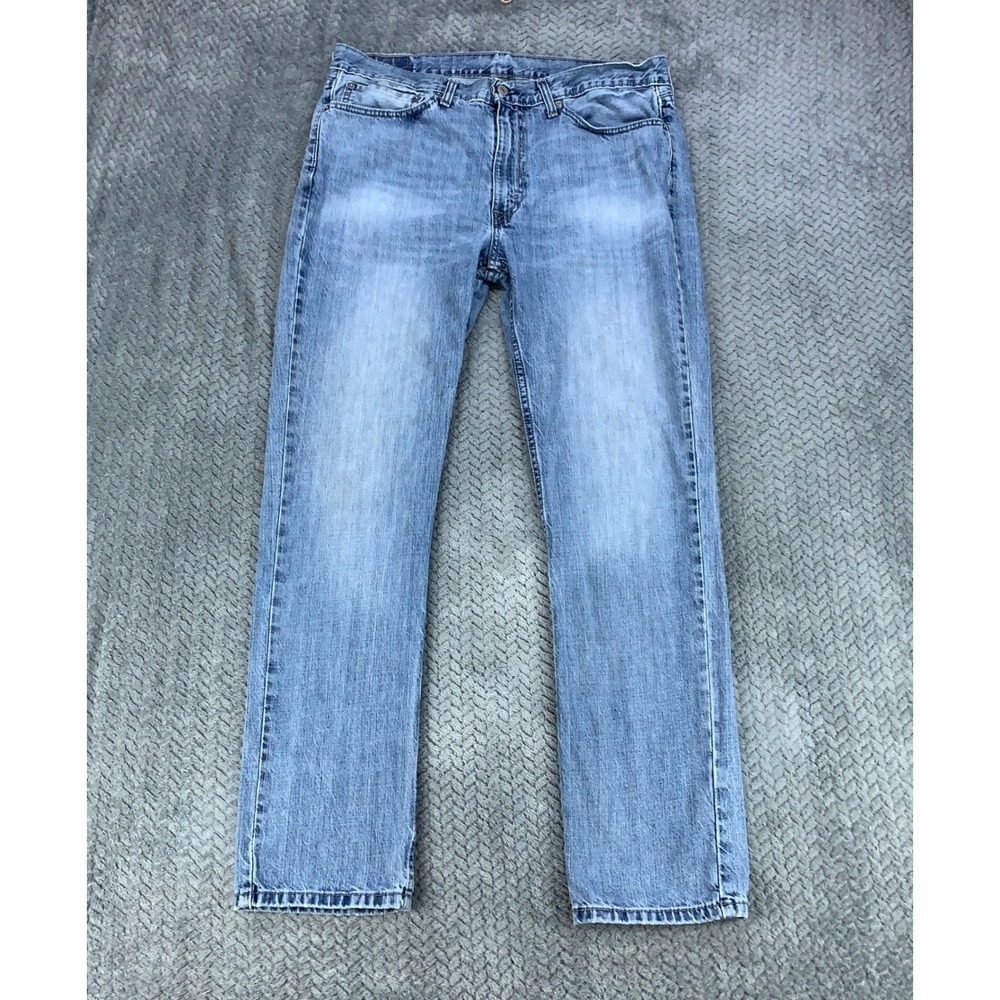Levis 514 Straight Fit Jeans Mens 36x32 Light Wash Blue Denim 100% Cotton